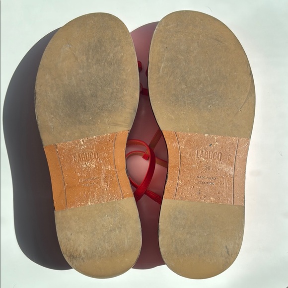 Labucq Red Wedge Sandals - Picture 12 of 16